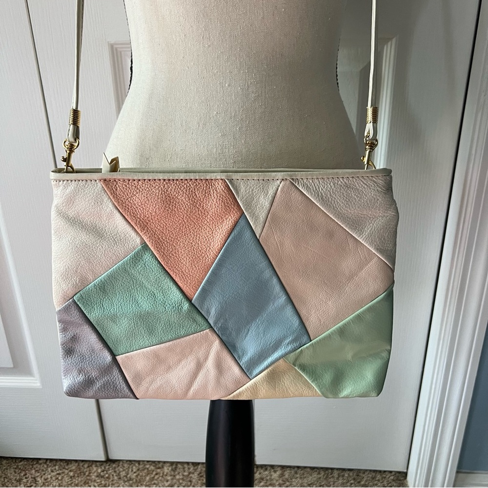 Vintage Pastel Patchwork Leather Shoulder Bag - Picture 6 of 10